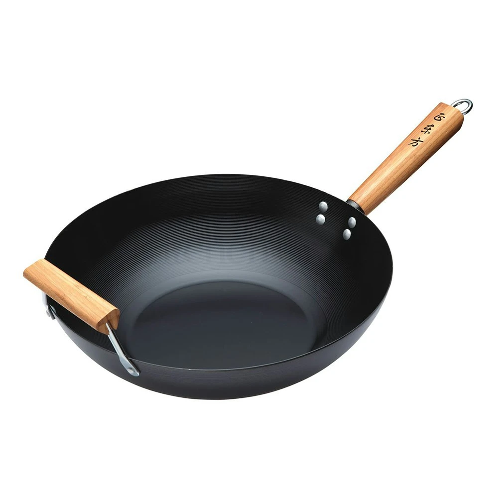 Kitchen Craft Oriental Wok Holzgriff, Carbon Stahl, 350mm